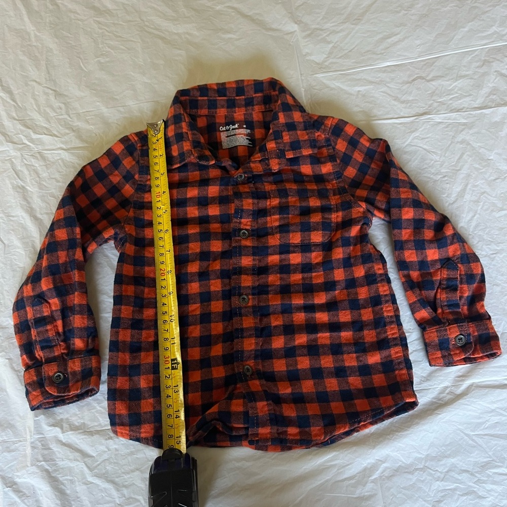 Cat & Jack Plaid Button-Up Shirt in Orange and Navy and Gray